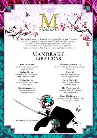 Mandrake Miami - Menu Cocktails